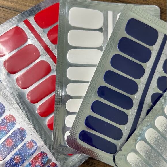 Nail Wraps 4th of July "Firework Finale" 5 Complete SETS Fireworks Glitter Nails - Picture 3 of 11